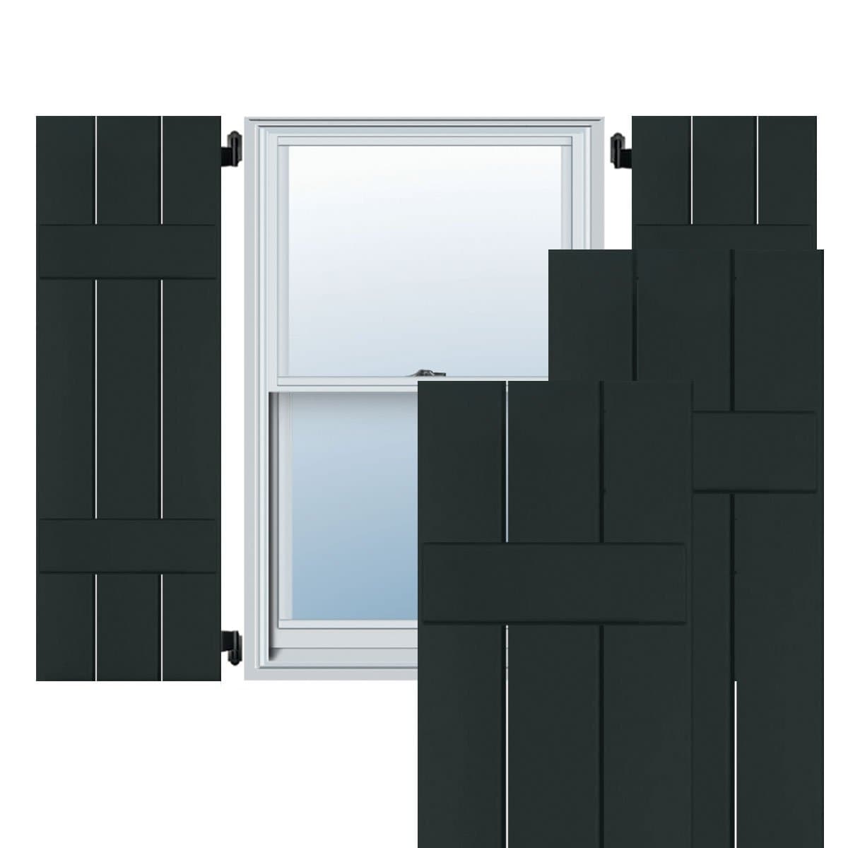 Ekena Millwork RWB12X052DGM Persianas exteriores de madera auténtica Board-n-Batten, 12" x 52", Verde oscuro