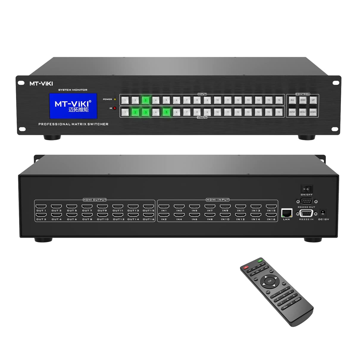 MT-VIKI Matriz HDMI 16x16 4K@30Hz con control RS232 y LAN VC-HD1616