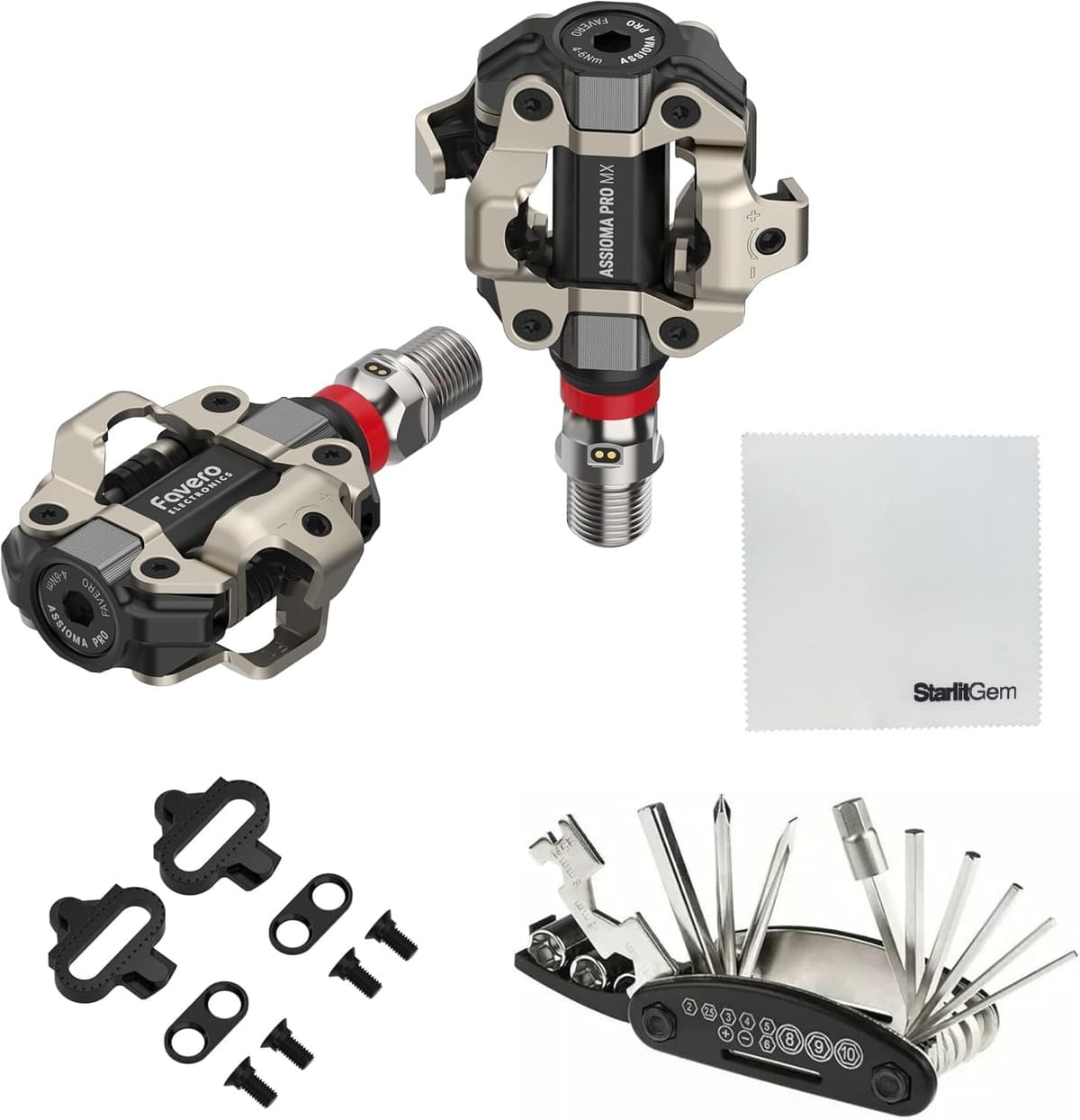 StarlitGem Pedales medidores de potencia Favero Assioma PRO MX-2 con accesorios incluidos Favero Pro MX2