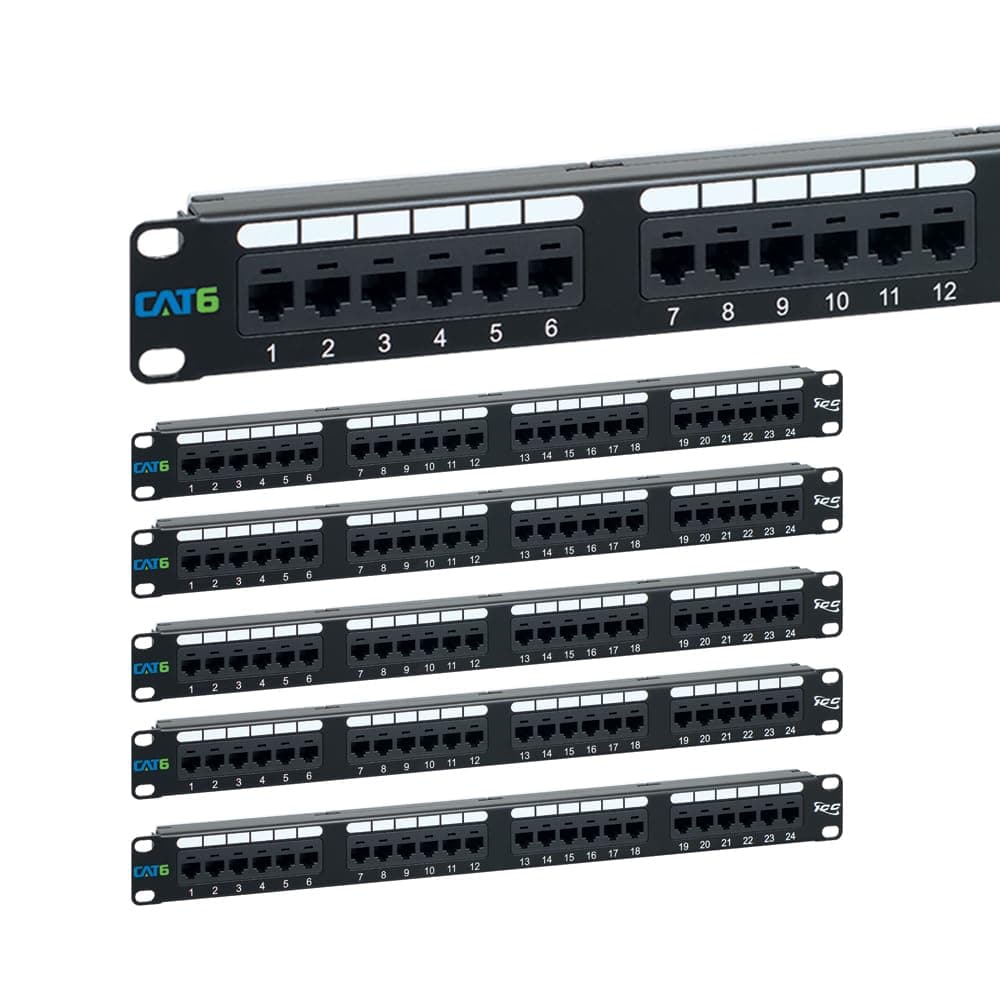 ICC Patch Panel CAT6 24 puertos 1U Rackmount, PoE++ hasta 100W, pack de 6 ICMPP2460V