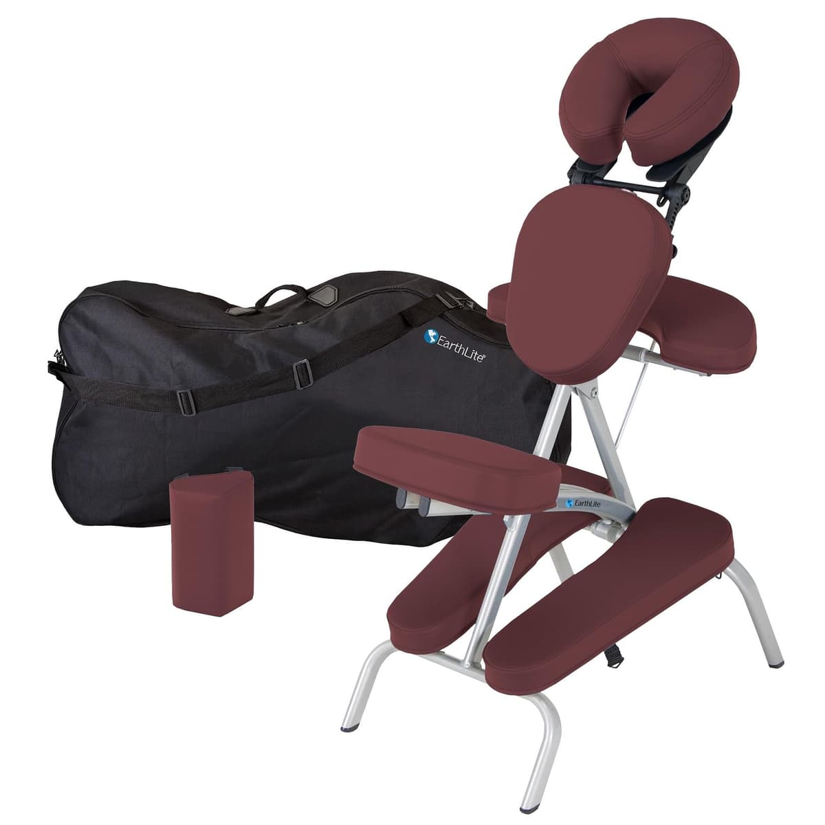 EARTHLITE VORTEX Silla de masaje portátil paquete 10805PKG (15 lbs) burdeos