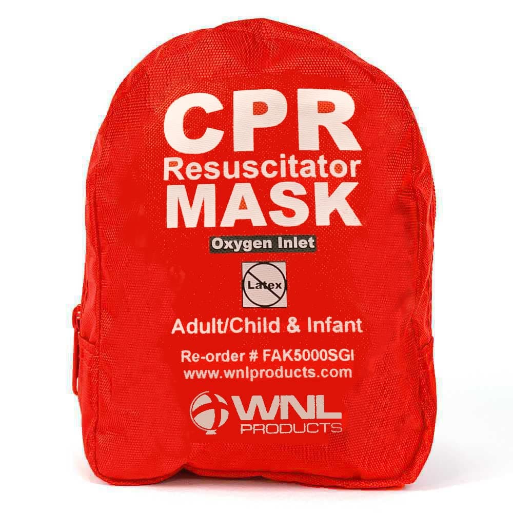 WNL Products Kit de mascarillas CPR, Adulto/Niño e Infante, estuche blando con clip, paquete de 50 FAK5000SGI-50PACK