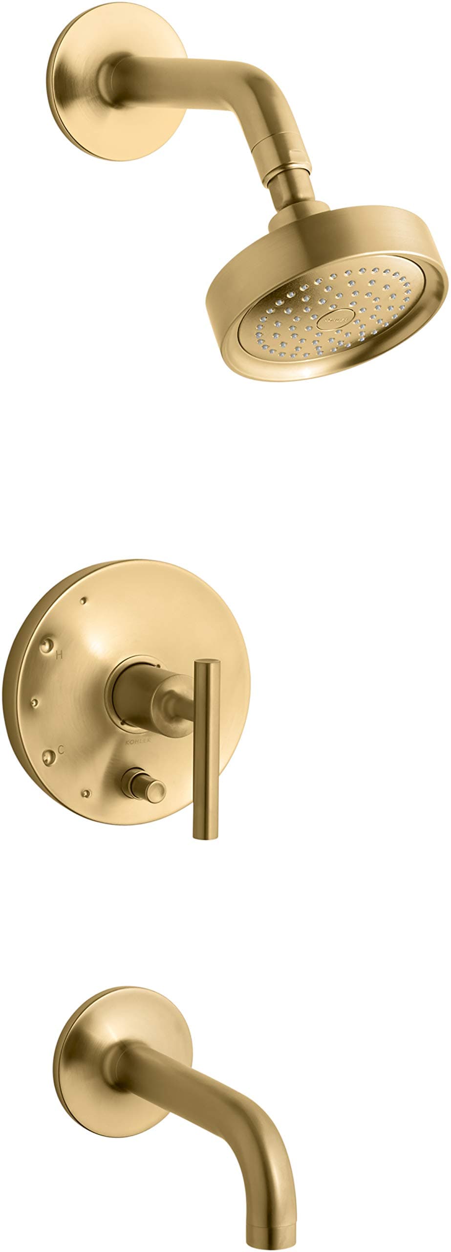 KOHLER Purist Rite-Temp Conjunto de ducha y baño con desviador y manija palanca T14421-4-2MB