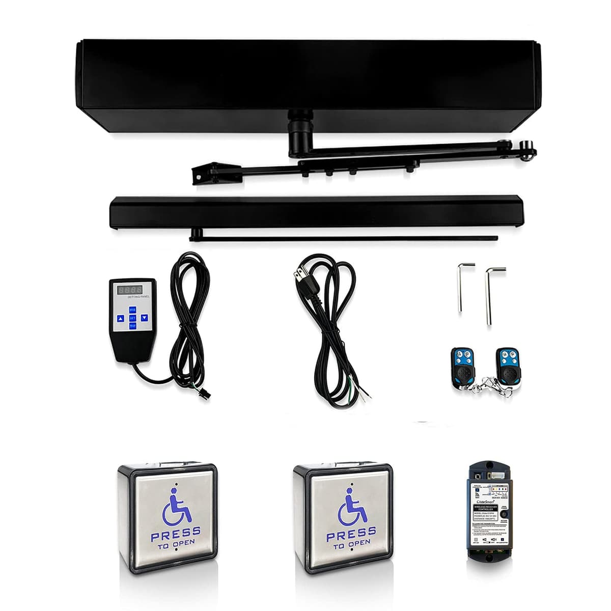 Olideauto Low Energy Smart WiFi Handicap Auto Door Opener con Pulsadores Inalámbricos y Paneles de Acero Inoxidable 120