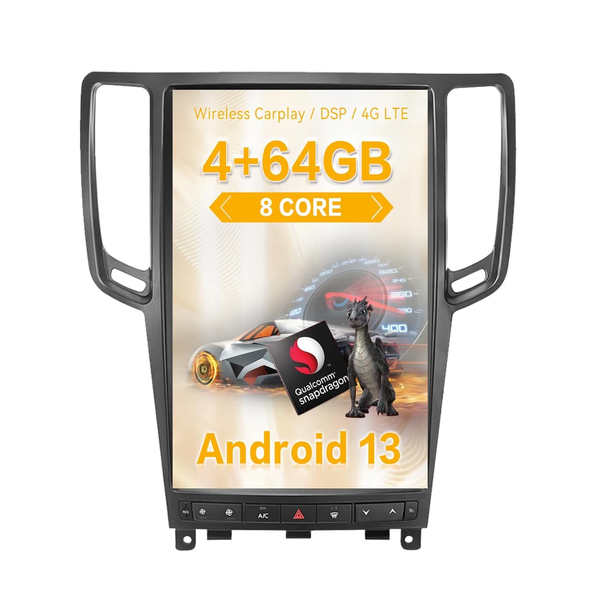 ZWNAV 14.4" Pantalla Vertical Autoradio Android 13 para Infiniti G25/G35/G37 2007-2013, 64GB, CarPlay inalámbrico