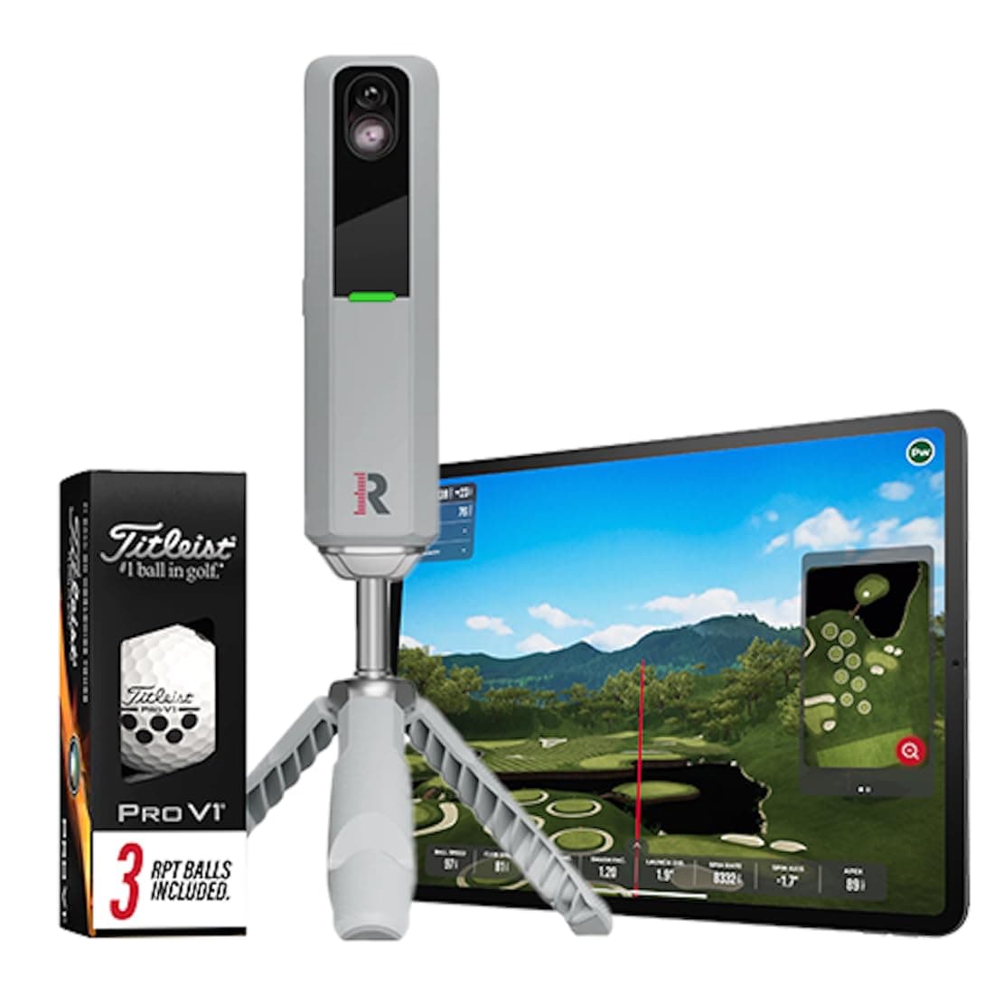 Rapsodo MLM2PRO Monitor de lanzamiento de golf móvil para simuladores y análisis de swing, incluye 3 Pro V1 Balls MLM2PA-TPV1