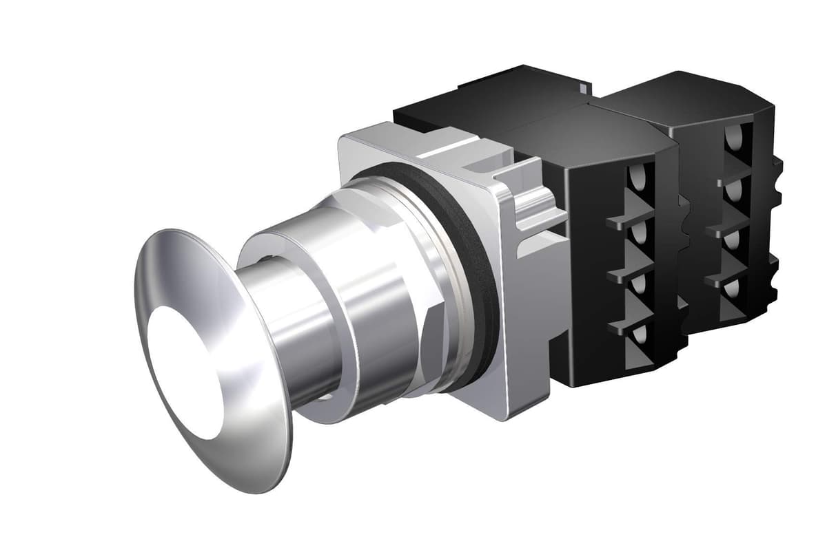 Siemens Unidad pulsador iluminado robusto 30 mm, cabeza tipo hongo, 2 posiciones mantenidas, 2NC, resistente al agua/aceite 52PP2JBGB