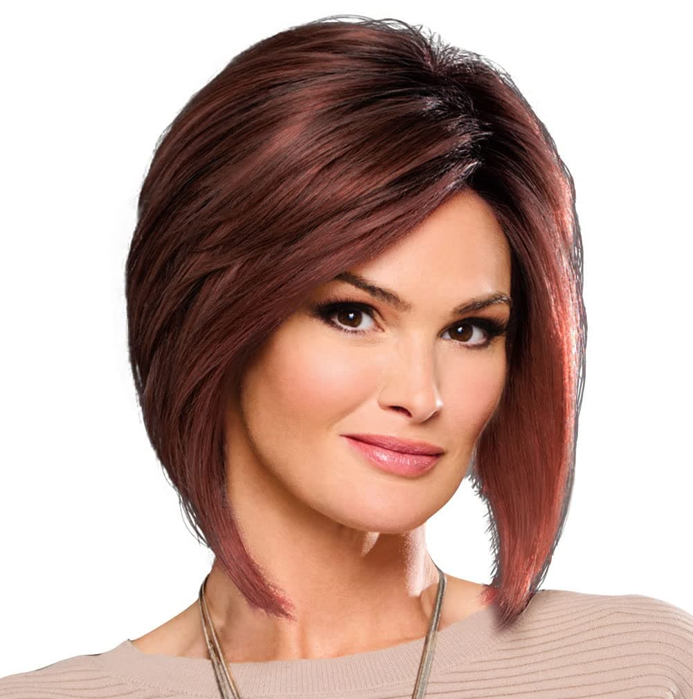 Raquel Welch Boudoir Glam peluca bob hasta la barbilla, 100% anudada a mano por Hairuwear, casquete Petite-Average, RL33/35 Deepest Ruby
