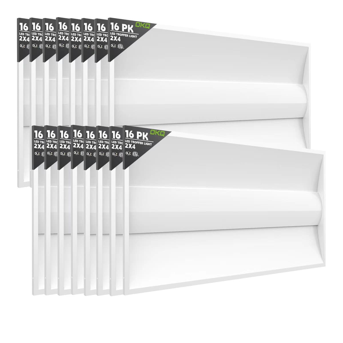 OKQ 2x4 LED Troffer Center Basket Panel 16Pack Color Tunable 30W/40W/50W 2x4 LED Troffer Light 16Pack