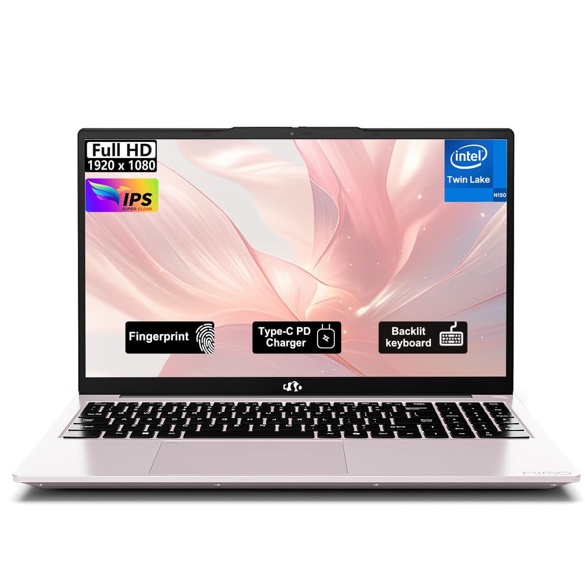 NIMO-15.6" Laptop Estudiantil, Intel N150 de 13ª Gen, 16GB RAM 256GB SSD (Comparable a i3-1115G4, hasta 3.6GHz), Teclado Retroiluminado, Lector de Huellas, FHD, Wi-Fi 6, BT5.2, Tipo-C 65W NIMO N157R