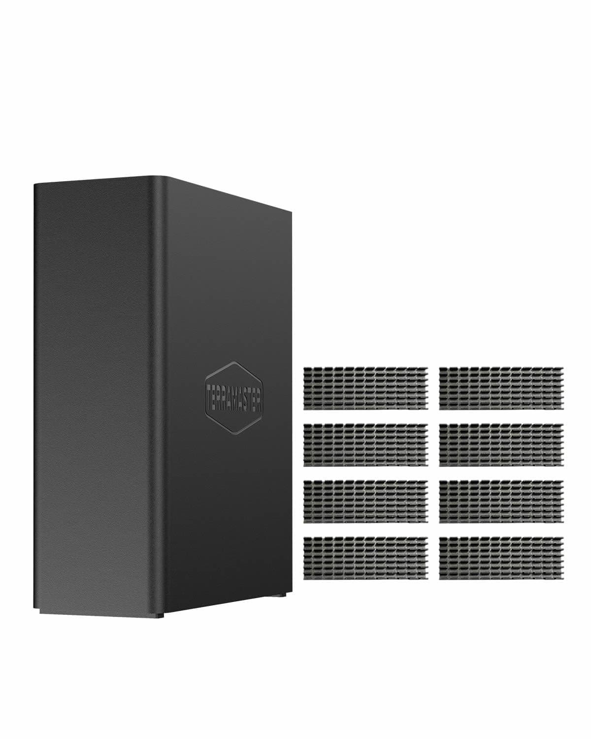 TERRAMASTER F8 SSD Plus NAS - NAS de 8 bahías solo SSD Núcleo i3 8 núcleos 8 hilos, 16GB RAM DDR5, Puerto 10GbE, 8 disipadores incluidos, Almacenamiento en red compacto de alto rendimiento (sin discos)