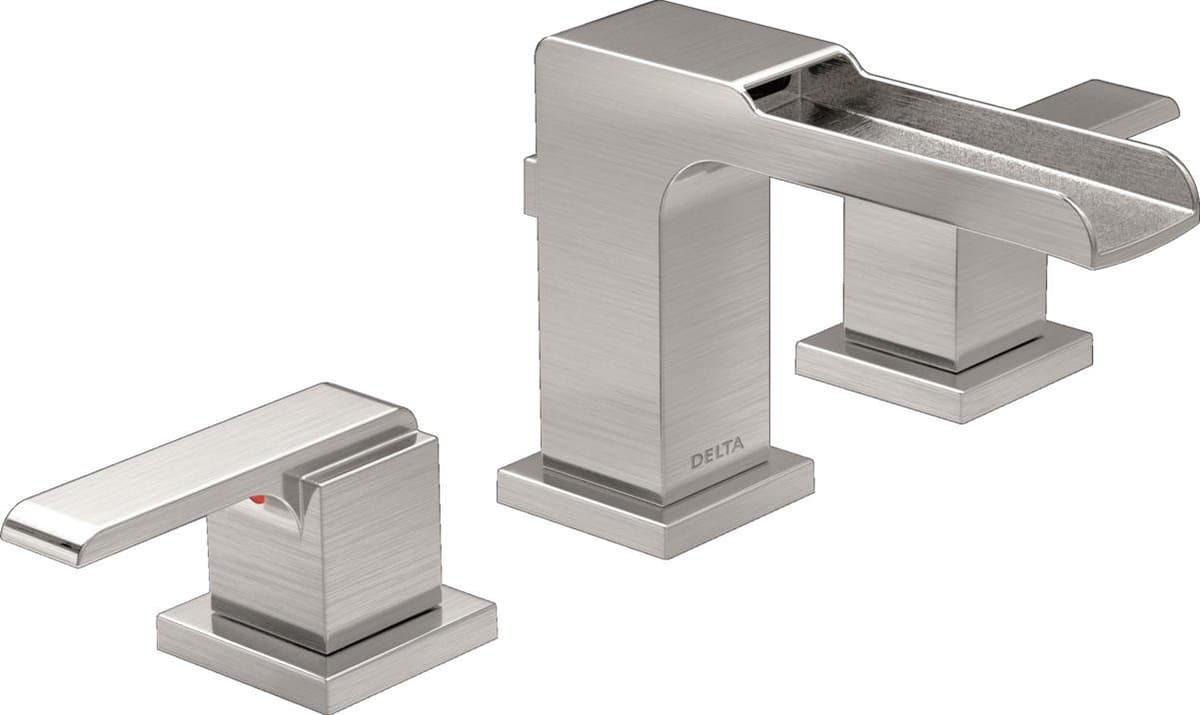 Delta Ara Llave Mezcladora Widespread 8 in. 3 Agujeros, Acabado Stainless 3568LF-SSMPU