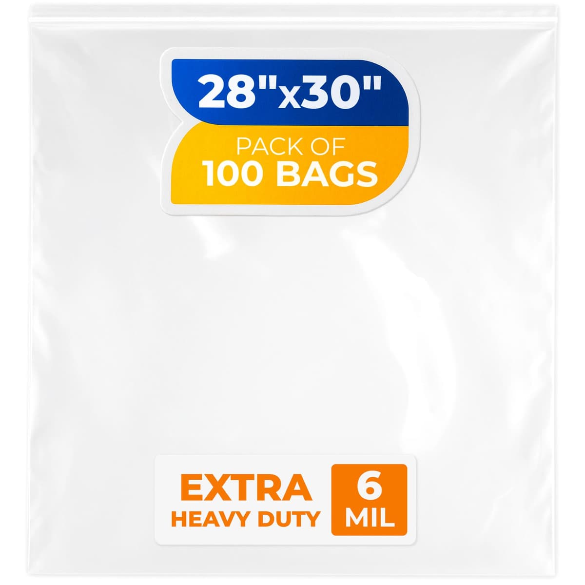 Paclord Bolsas con Cierre de Sellado 28" x 30" Extra Grandes, 6 mil (Paquete de 100) - Bolsas Plásticas Reutilizables de Alta Resistencia - Transparentes, Re-sellables, Impermeables - Para Guardar Ropa, Herramientas y Artículos de Viaje RPB-2830-6-100