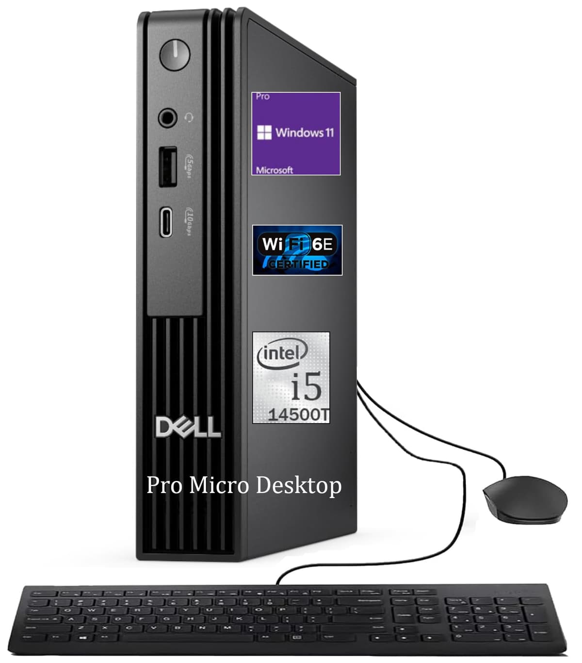 Dell Pro Micro Mini PC Windows 11 Pro, Intel i5-14500T, 64GB DDR5, 2TB NVMe, WiFi 6E, Bluetooth, HDMI y DisplayPort