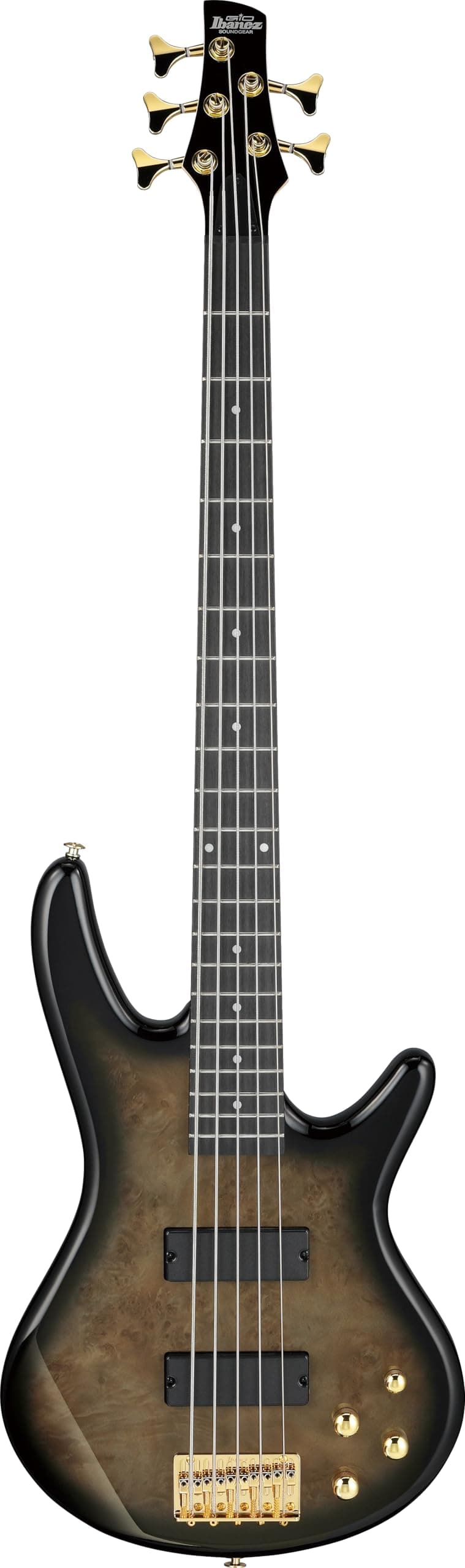 Bajo Ibanez GSR205PC GIO de 5 Cuerdas, Diapasón de Pau Ferro, Acabado Transparent Pale Black Burst GSR205PCTPB