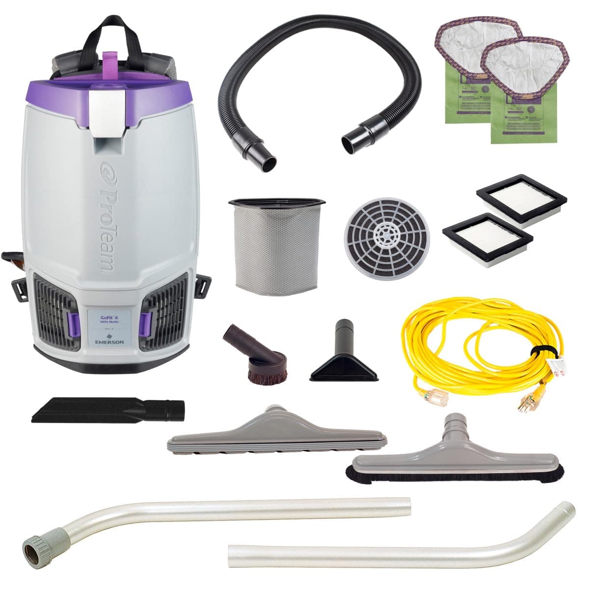 ProTeam GoFit 6, Aspiradora Comercial de Mochila de 6 Cuartos con Kit de Herramientas para Restaurantes, 107849 (Repuesto ProVac FS6)