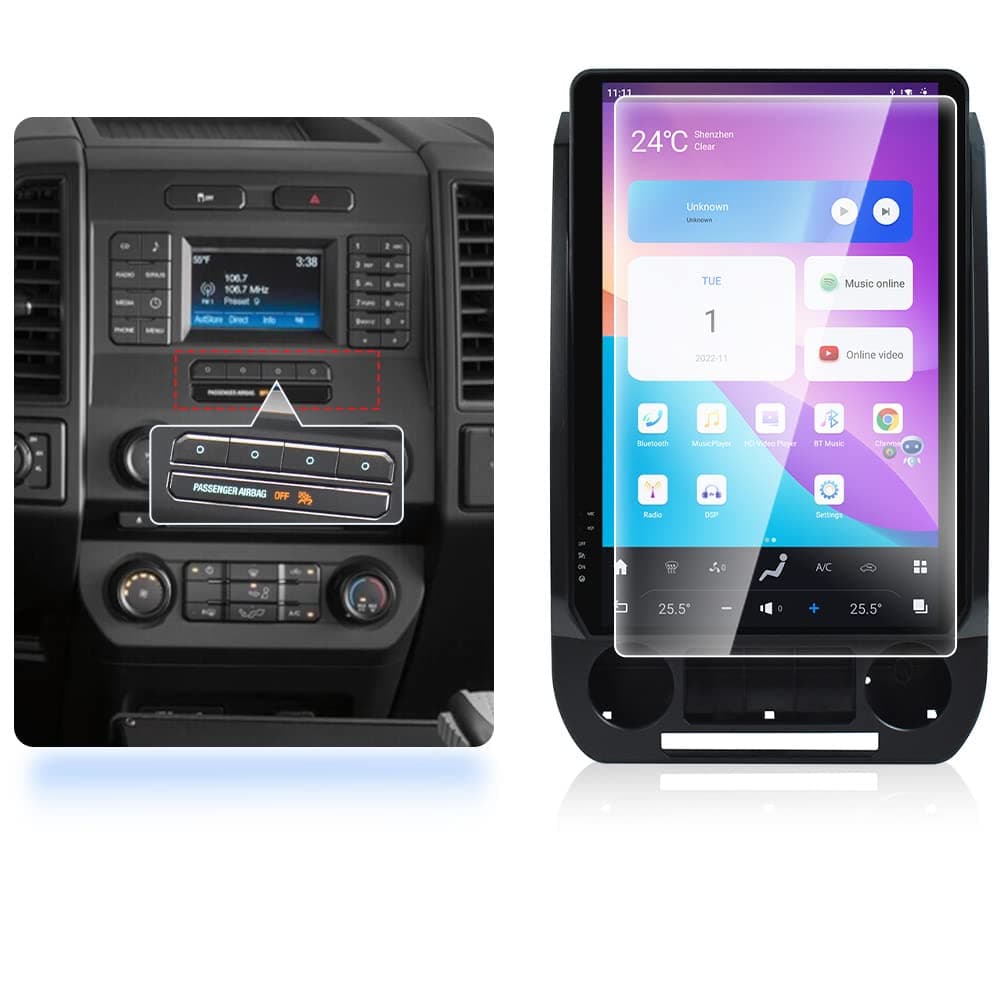 VIKNAN Radio vertical 14.4" para Ford Raptor F150 (2015-2022) Android, 128GB