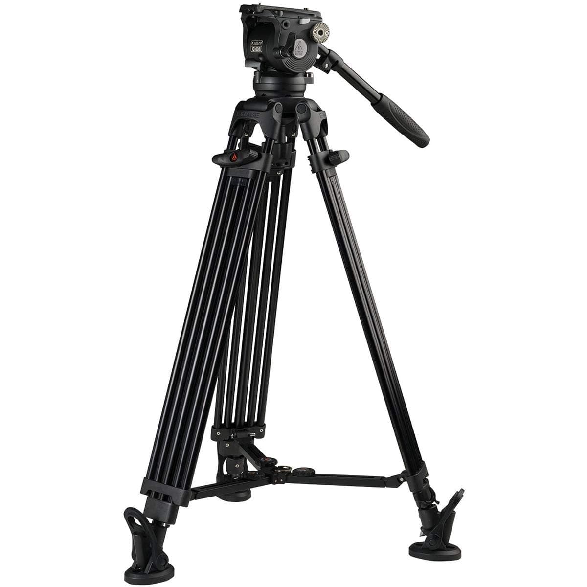 Ikan EG08A2 trípode de video de aluminio de 3 secciones con cabezal GH08 fluid pan/tilt, altura máxima 67", capacidad 17.6 lb, cuenco 75mm, incluye funda acolchada - Negro