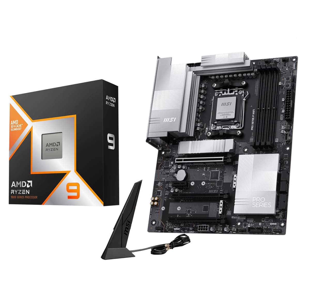 MICRO CENTER Procesador AMD Ryzen 9 9900X3D con Placa Madre MSI PRO X870E-P WiFi (ATX, AM5, DDR5, PCIe 5.0 x16, M.2 Gen5, Wi-Fi 7) 9900X3DPROX870E-PWIFI