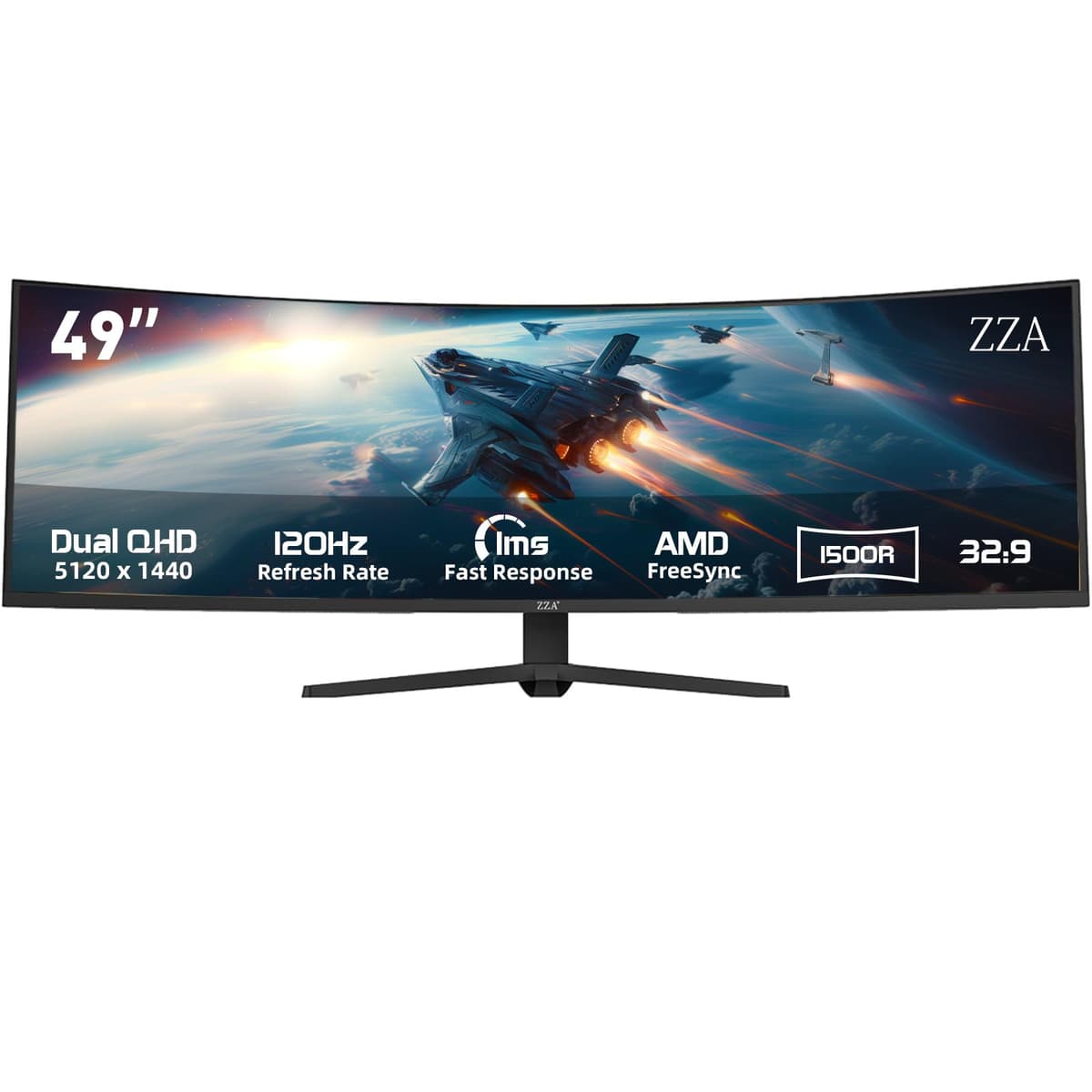 ZZA Monitor Curvo 49" Ultrawide 5120×1440 120Hz, 1500R, HDMI 2.1 y DisplayPort 1.4 Z49G120HZ