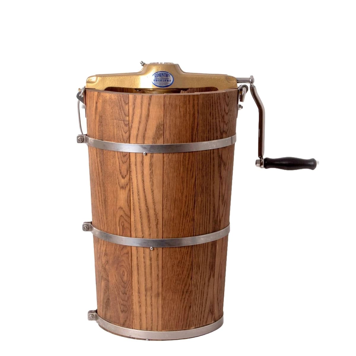 Lehman's Máquina de helados manual con cubeta de acero inoxidable y tina de roble 8 qt CF08