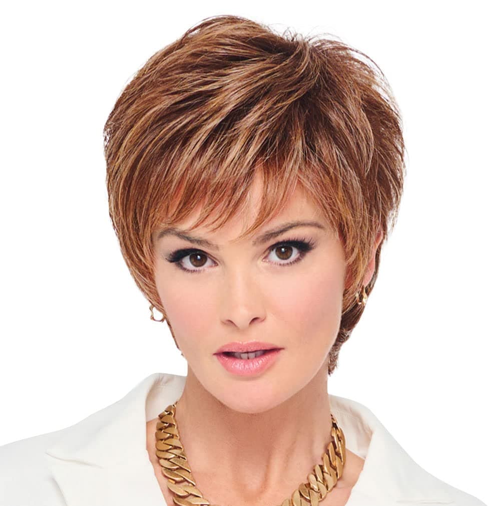 Hair u wear Raquel Welch Fierce And Focused peluca corta Bob anudada a mano, RL29/33SS Iced Pumpkin Spice, casquete talla estándar
