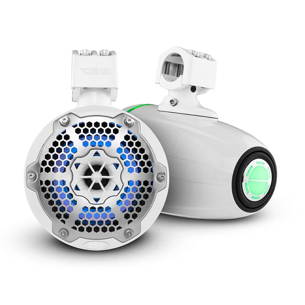 DS18 NXL-X6TPNEO/WH 6.5" Neodymium Marine Towers con Radiador Pasivo y Luces RGB