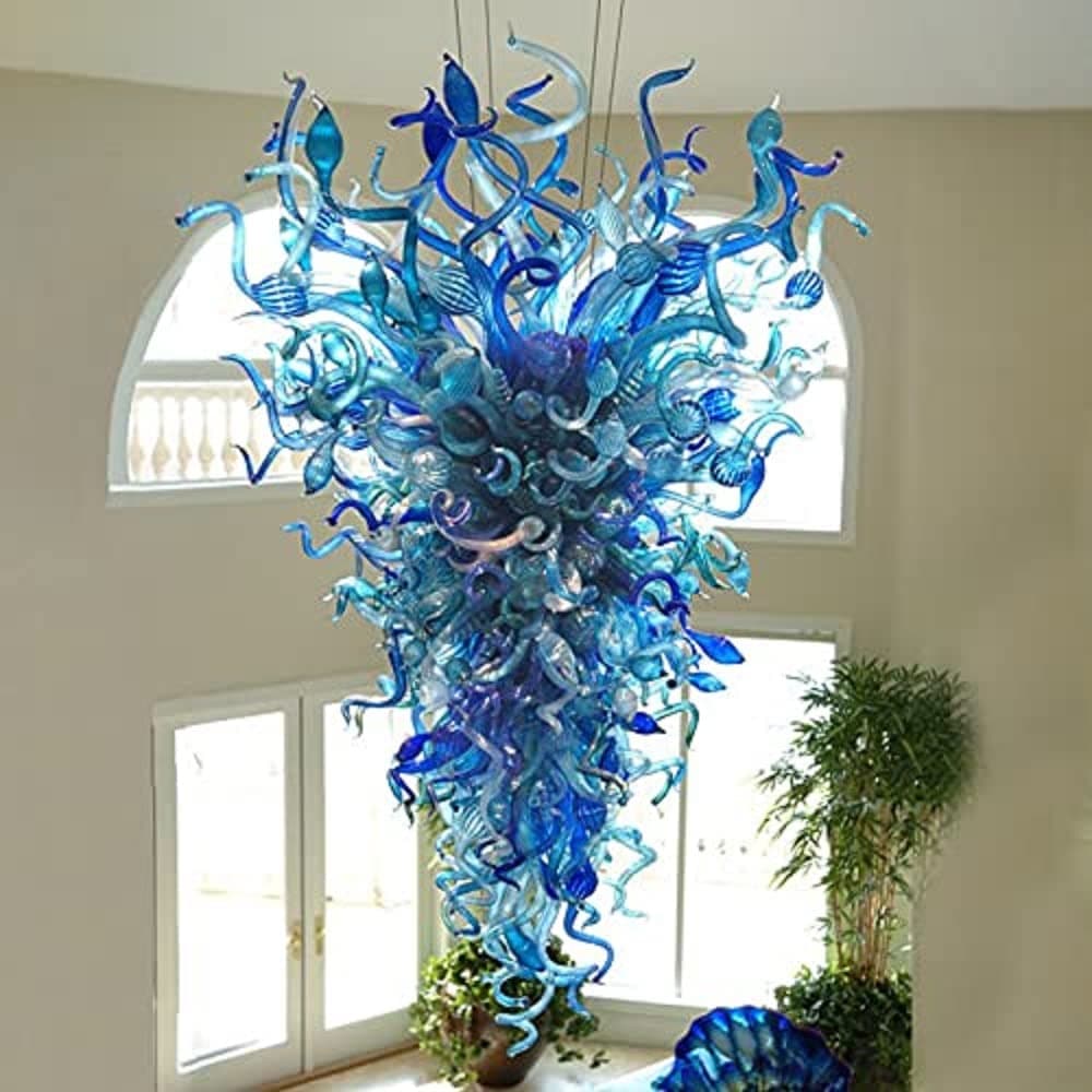Longree Lámpara de Araña de Vidrio soplado Multiazul LR394-28D 28" x 48"