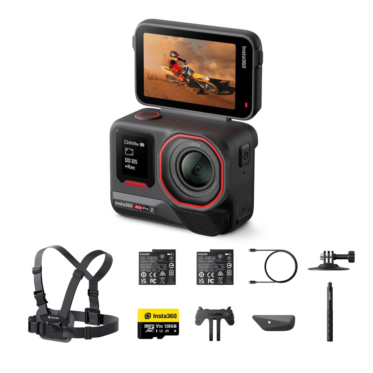 Insta360 Ace Pro 2 Winter Bundle Dual Battery - Cámara de acción 8K co-diseñada con Leica CINSBBGA-2B-S