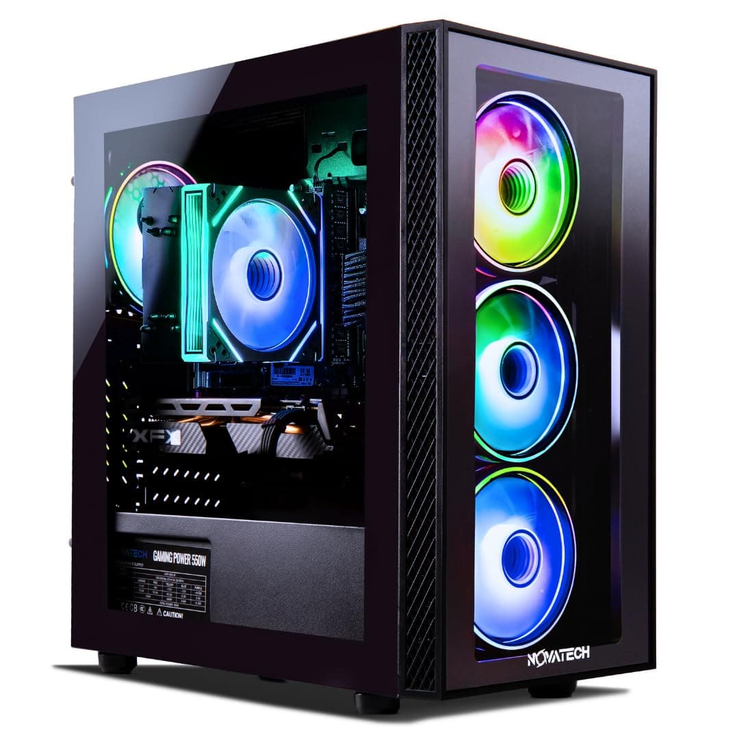 NOVATECH Phantom 2.0 - Computadora de Escritorio Gaming Prearmada - RX580 - Intel Xeon i7 3.5GHz - 16GB RAM - 512GB M.2 SSD, Win 11 Pro - Torre para PC Gamer - PC Gamer Prearmada - Garantía de 1 Año NV-580-2
