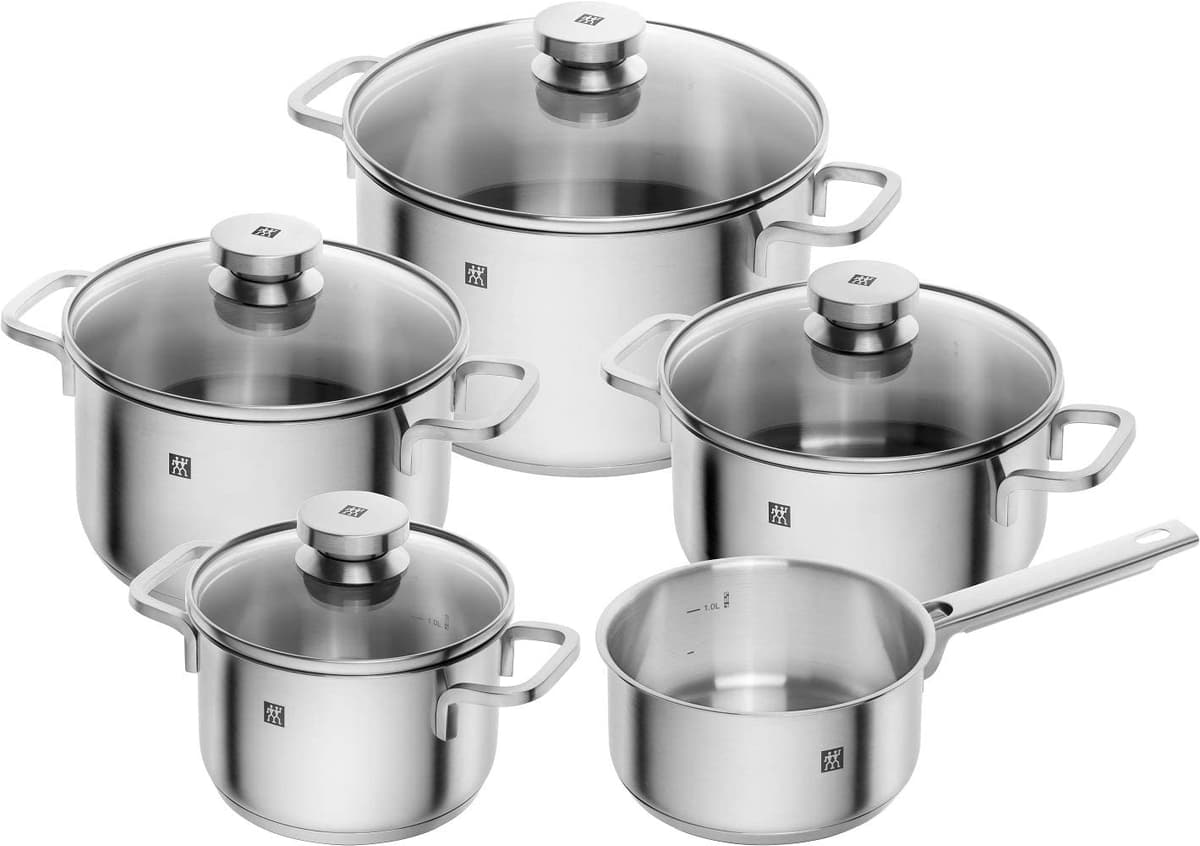 Zwilling Focus juego de cacerolas 5 piezas con tapas de vidrio, apto para inducción 66670-000-0