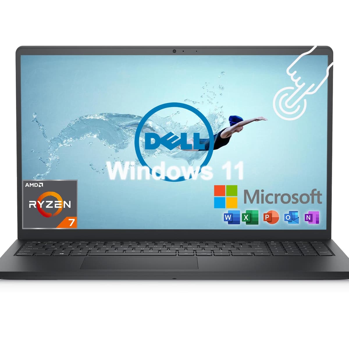 Dell Inspiron 15.6 pulgadas con pantalla táctil FHD y Microsoft 365 para web de por vida | AMD Ryzen 7 7730U, CPU de 8 núcleos | 32 GB de RAM, SSD PCIe de 1 TB | Windows 11 | Antirreflejo, obturador de privacidad, cámara 720p 813BR7_v1