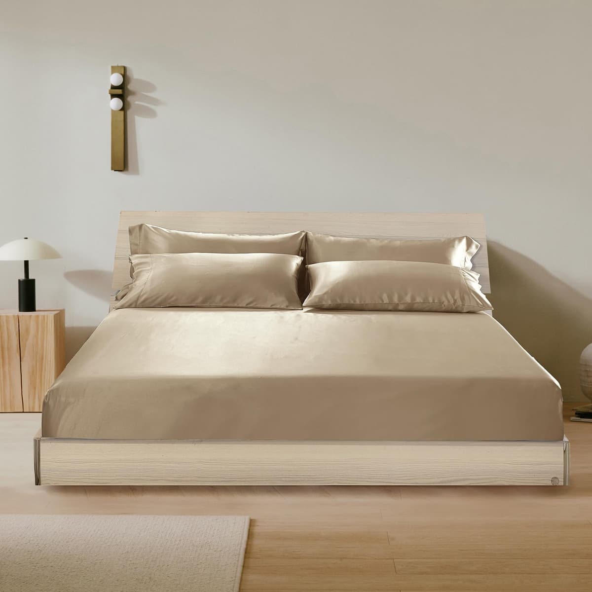 LILYSILK Juego 3 Piezas Sábanas Ajustables de Seda Mulberry 100% 6A (King, Taupe) ASIN