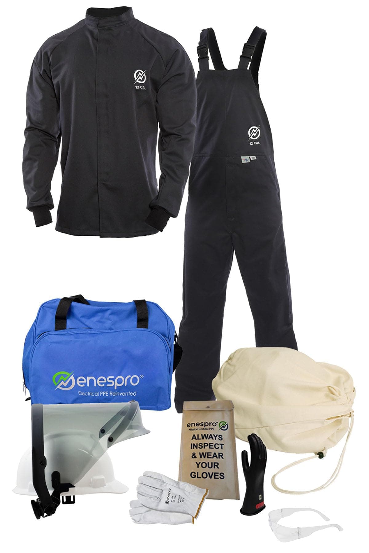 Enespro ArcGuard KIT2SC113X10 CAT 2 12 cal Short Coat y Bib Overall, 3X-Large, Guante talla 10