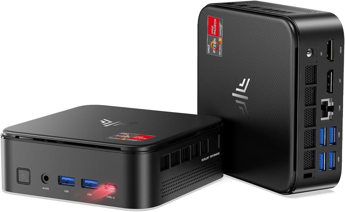 KAMRUI E3B Mini PC con AMD Ryzen 7 5700U, 32GB RAM, 512GB SSD, WiFi6, triple display 4K
