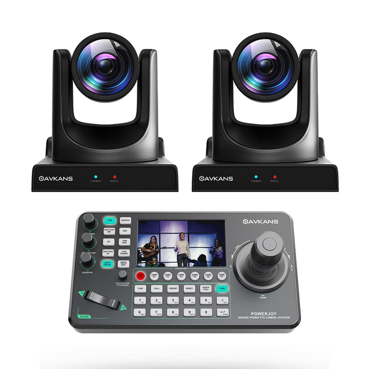 AVKANS Kit 2x Cámara PTZ NDI 30X + Controlador Joystick IP AV-JOY-IP