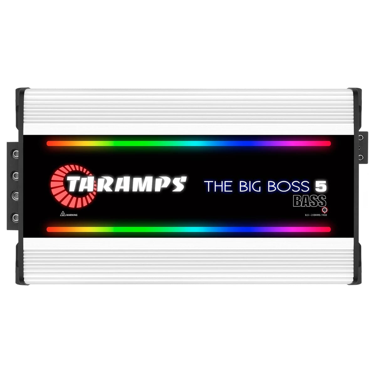 Taramps The Big Boss 5 Bass Versión Blanca Monoblock Amplificador Efectos RGB 0.5~2 Ohms 5000 Watts RMS Multi-Impedancia Sistema de Audio para Auto Clase D, Smart 5k
