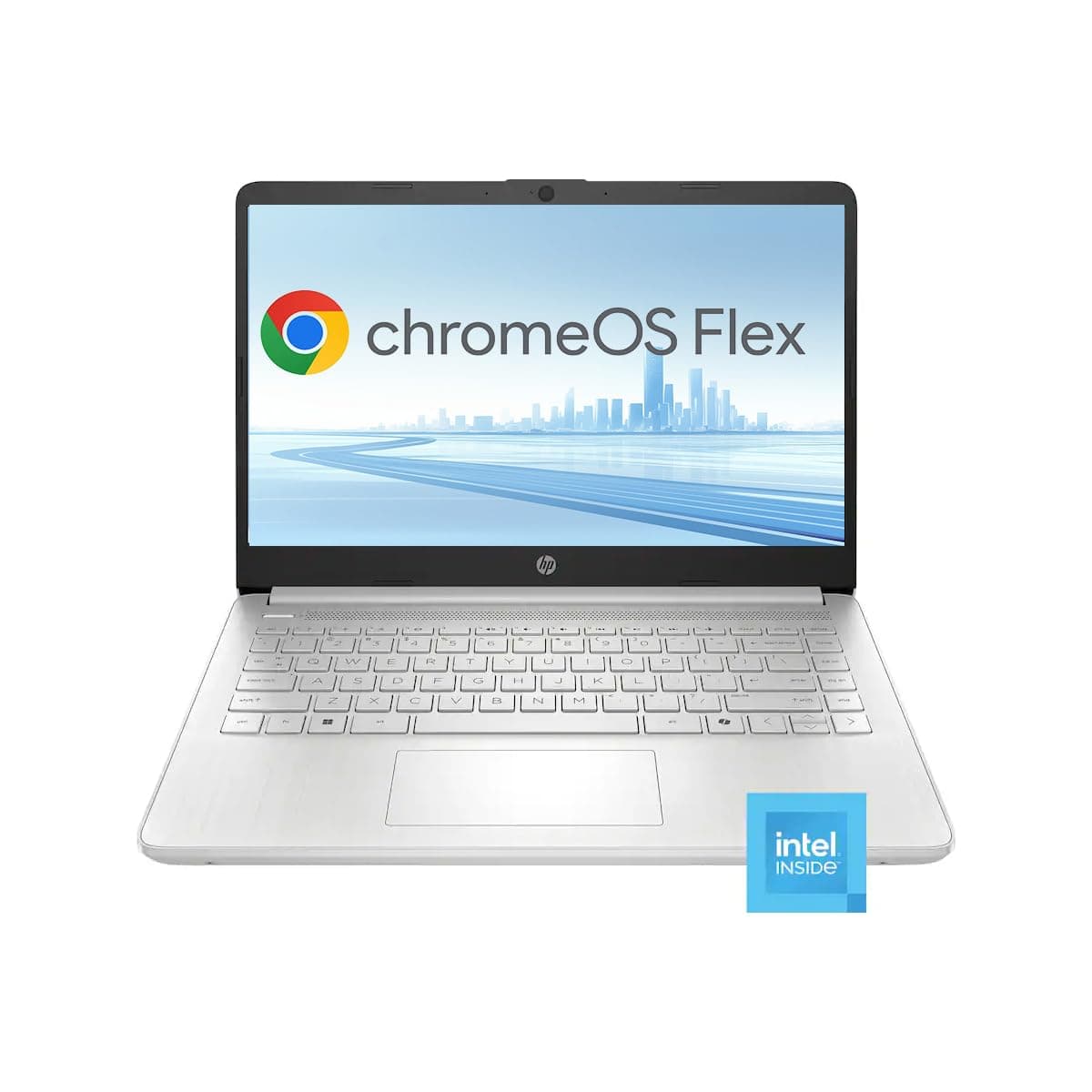 HP New 14 Chromebook con ChromeOS Flex | 8 GB RAM | 128 GB almacenamiento | Diseñado únicamente para escuela y trabajo | Aplicaciones de juegos no permitidas | Plateado | Delgado y liviano | Sin mouse 52Flex