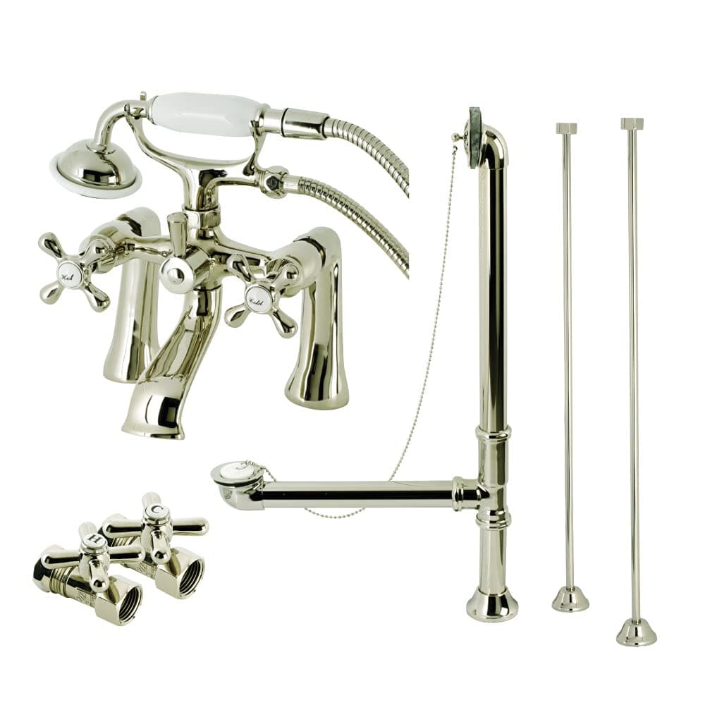 Kingston Brass CCK268PN Juego de grifo para bañera con ducha de mano, acabado níquel pulido