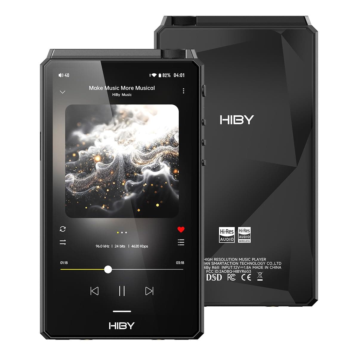 HiBy R6III 2025 Reproductor DAP Hi-Res Audio MP3 con Amplificador Clase A y AB/Android 12/Bluetooth 5.0/WiFi/64 GB + 2 TB Memoria Expandible R6G3