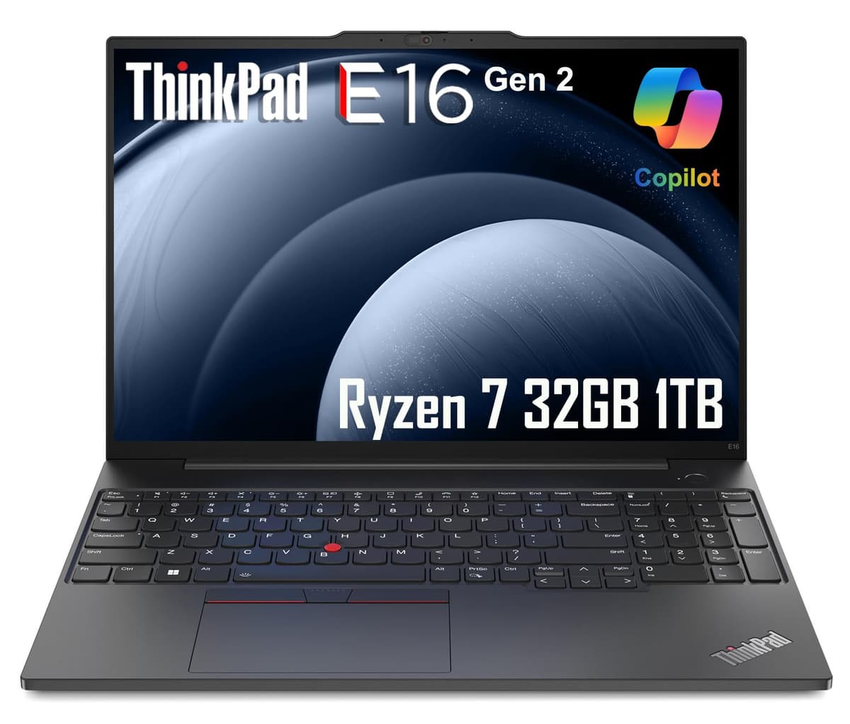 ist computers Lenovo ThinkPad E16 Gen 2 Laptop empresarial (16" FHD+ antirreflejo, AMD Ryzen 7 7735U (> Intel i7-1355U), 32 GB RAM DDR5, SSD 1 TB) Retroiluminado, huella dactilar, webcam 1080p, Ethernet, Wi-Fi, Windows 11 Pro con Copilot ThinkPad E16 Gen 1