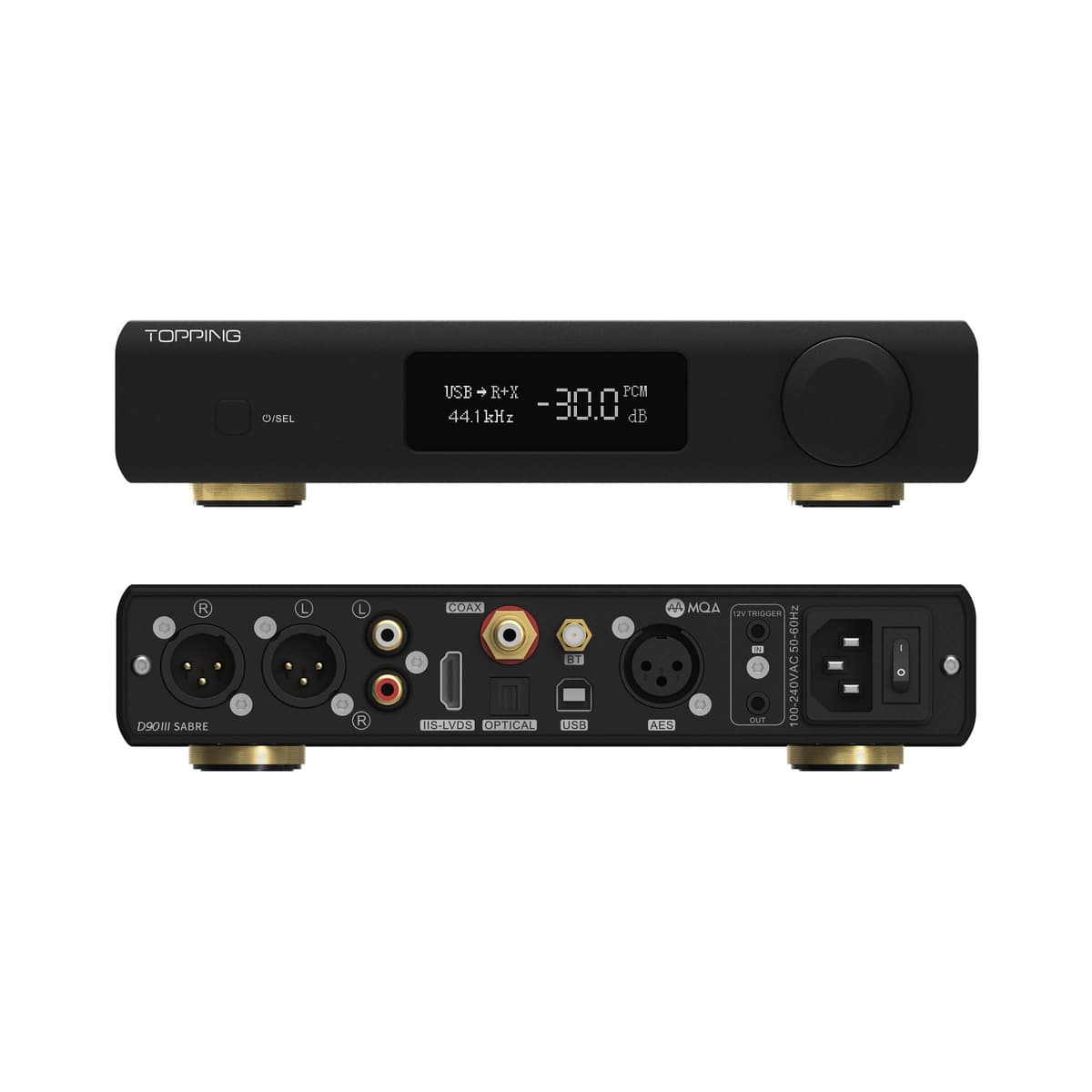 KGUSS Topping D90 III Sabre MQA HiFi DAC Balanceado ES9039SPROx2, Bluetooth 5.1, DSD512, PCM768kHz (Negro) TOPPING-D90 III SABRE-SCHWARZ