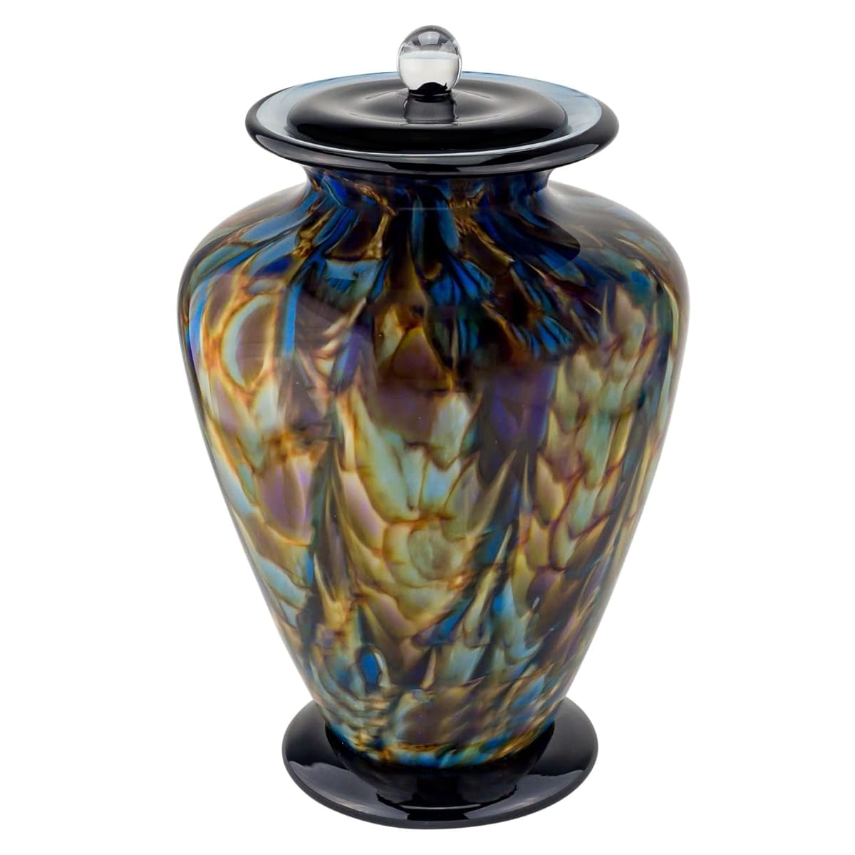 Silverlight Urns Urna crematoria de vidrio soplado Sonata azul verdosa, tamaño adulto GRA-106