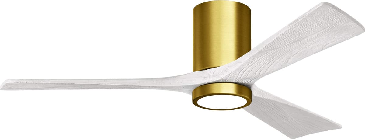 Matthews Irene 52" con Luz 5CCT Flush Mount Ventilador DC Silencioso con Control Remoto y de Pared, Brushed Brass con Blanco Mate IR3HLK-BRBR-MWH-52