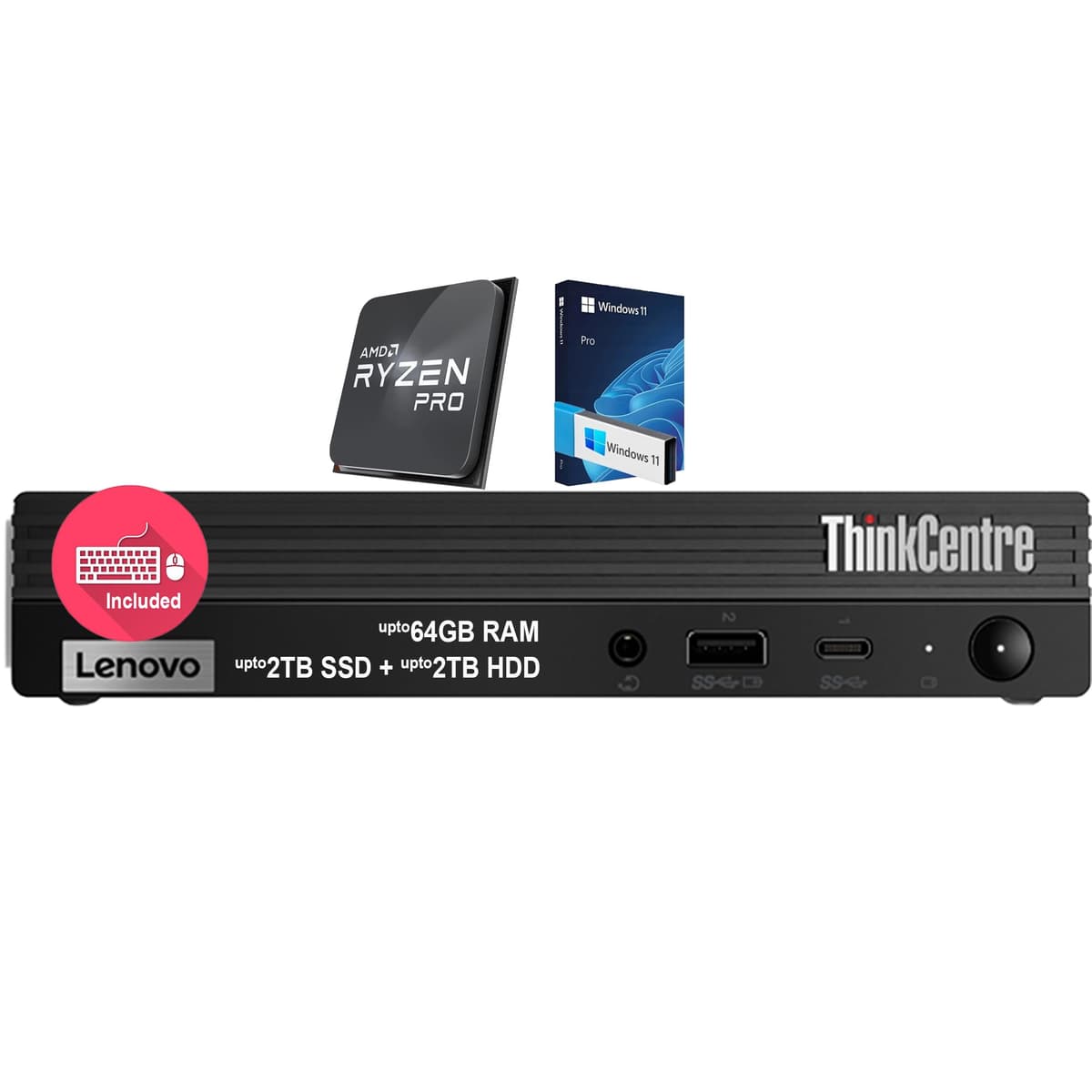 Lenovo ThinkCentre Mini PC M75Q Ryzen 5 PRO, 16GB RAM, 512GB SSD + 1TB HDD, Windows 11 Pro