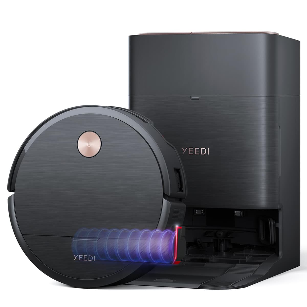 Yeedi S16 Plus Robot Aspiradora y Fregadora con Estación Omni Automática, Succión Potente de 16, 600Pa, Fregado con Rodillo OZMO Autolimpiante, ZeroTangle 3.0, Triple Elevación de Suelo, Navegación y Mapeo con IA