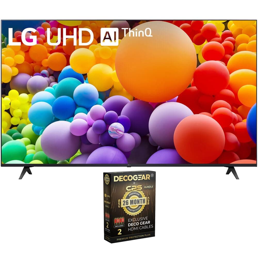 LG 55UT7570PUB Televisor Smart LED 4K de 55 pulgadas Serie UT75 (2024) Paquete con Deco Gear 2X Cable HDMI 2.0 4K con Conductores de Cobre y Pack de Protección Exclusivo CPS de 26 Meses (BEACH-CPS-261000) E99LG55UT7570PUB