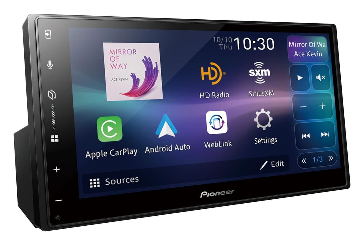 Pioneer DMH-W3050NEX pantalla táctil capacitiva de 6.8", Doble DIN - Apple CarPlay y Android Auto inalámbricos y por cable, Bluetooth, cámara de retroceso, Maestro, FLAC, HD Radio, RCA de alta tensión