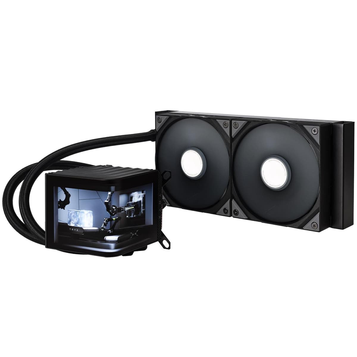 TRYX Panorama 240 Negro 240 mm AIO Pantalla AMOLED Curvada de 6.5'' Efecto Anamórfico 3D Enfriador AIO Personalizable 240 mm Bomba Asetek 8ª Gen 280W TDP Ventilador ROTA PRO 120 mm LGA 1851/1700/1200/115X AM5/AM4 L-P240N-DS2M-G0K