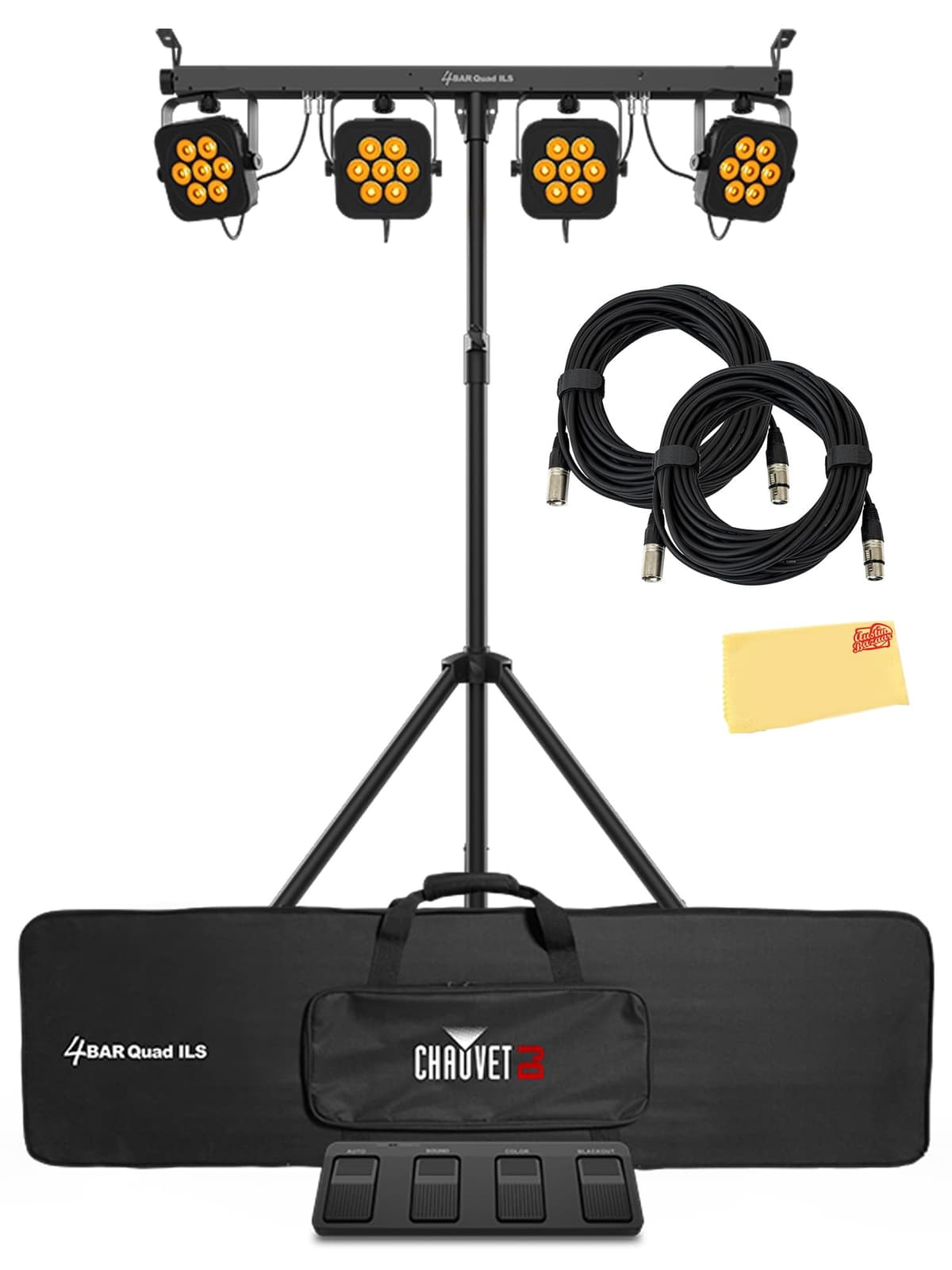 CHAUVET DJ 4BAR Quad ILS Bundle con 2 cables DMX y paño pulidor AUS-4BARQUADILS-COMBO-STD